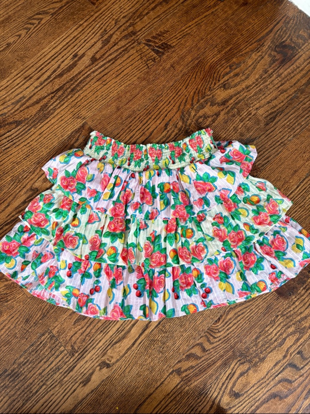Roller Rabbit | Floral Ruffle Tiered Skirt - Pink & Green